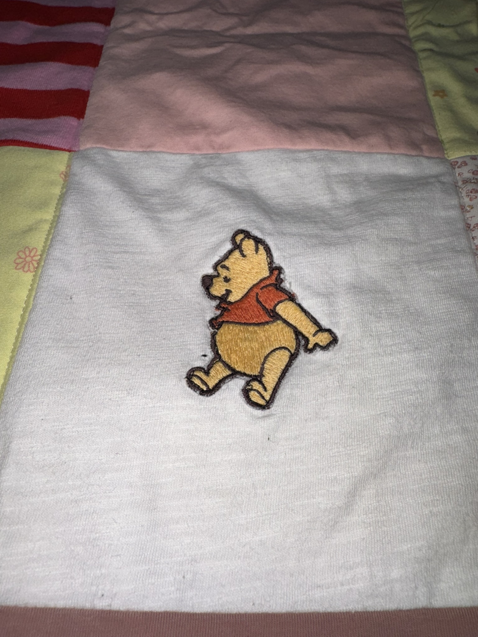 A beloved Winnie the Pooh motif kept in the patchwork