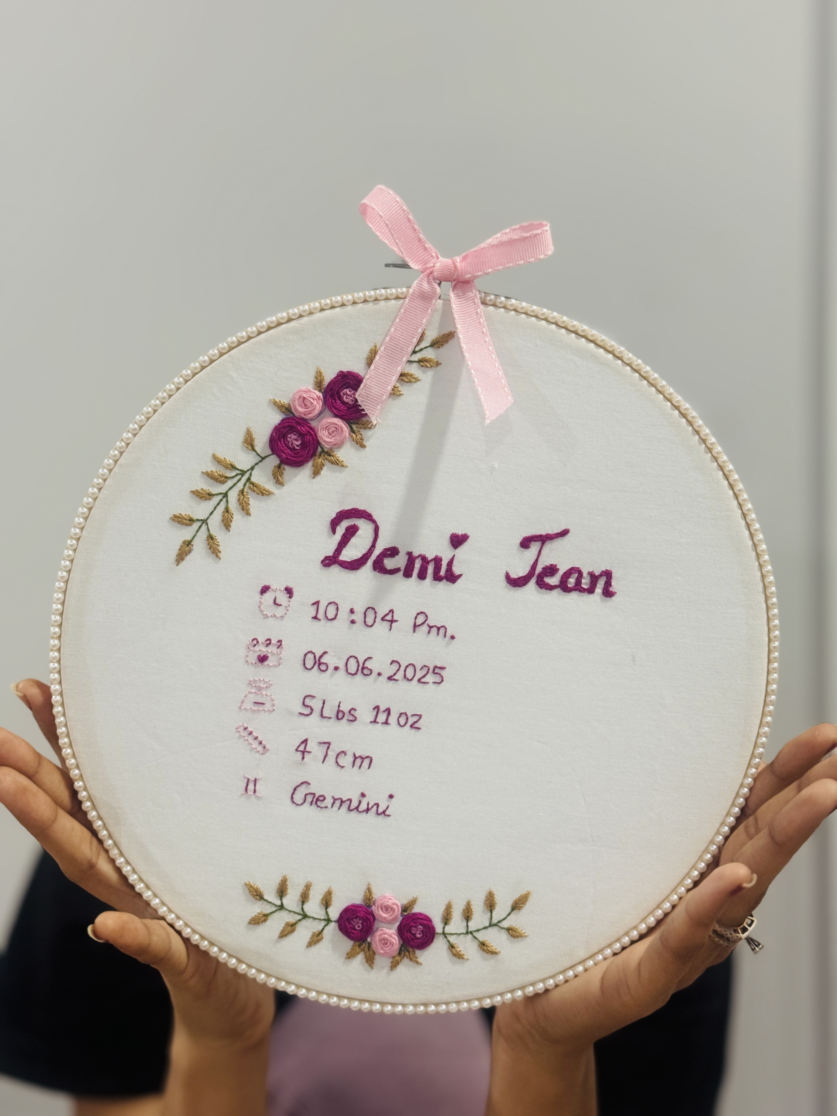 Our floral personalised embroidery hoop